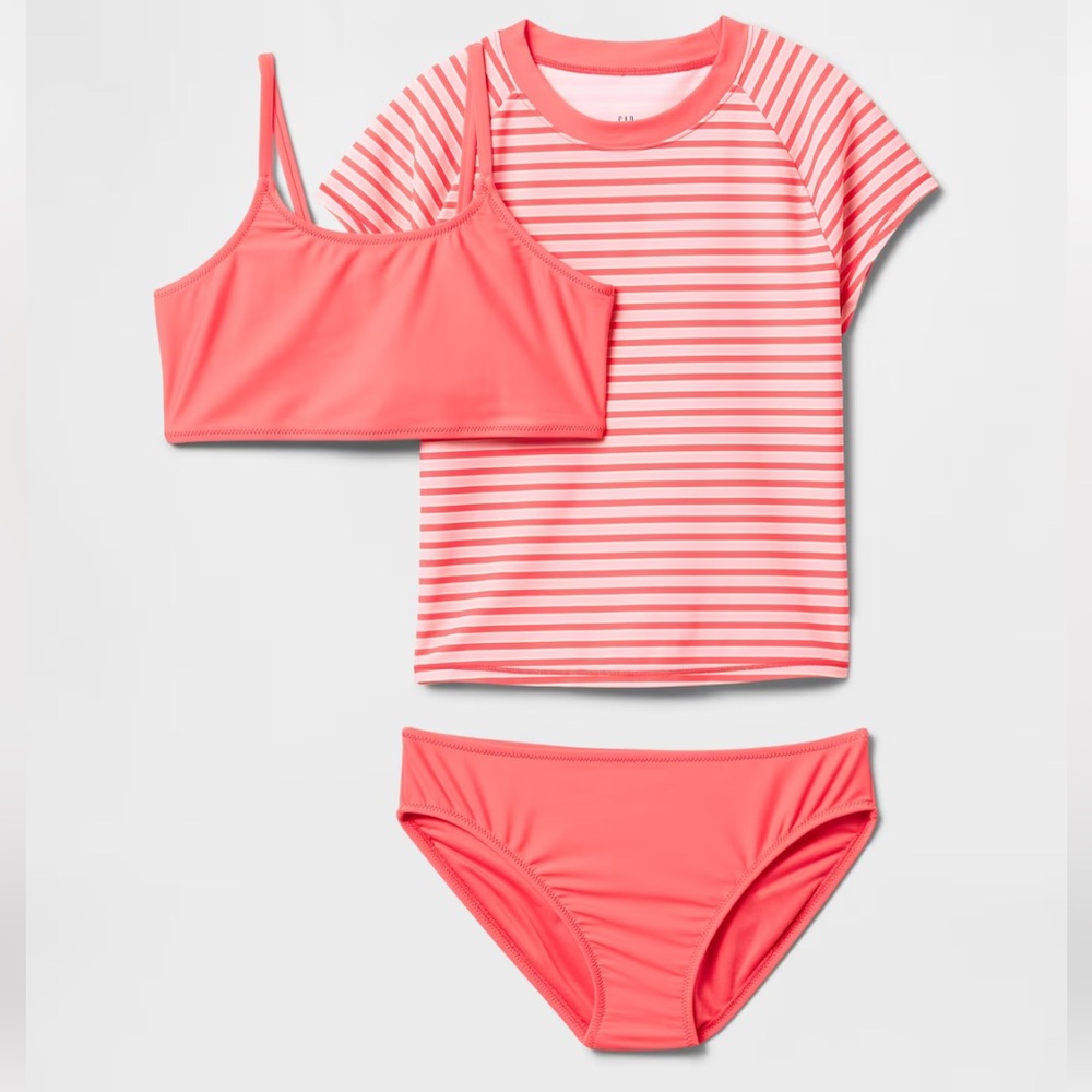 Gap Kids 3 Piece Swim Set - Coral Stripes